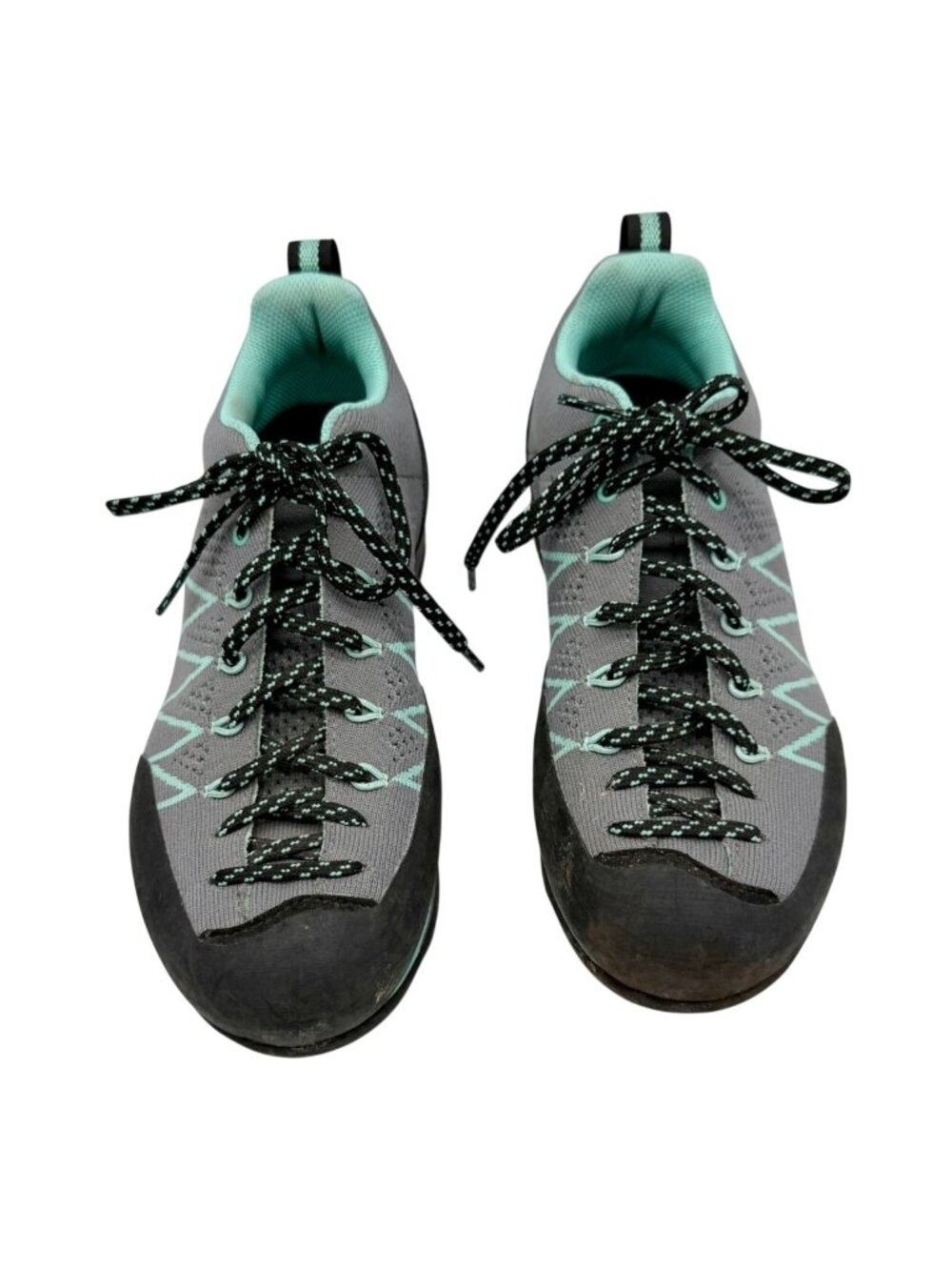 Women's Gray and Teal Lace-Up Casual Sneakers
